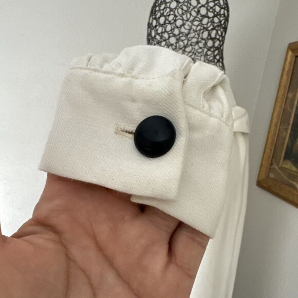 Vintage Dress Two Tones Button Up Plaid Solid Cream Blue Size S - Picture 11 of 16